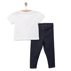 Kız Çiçek Baskılı Tshirt-Tayt Kız Bebek