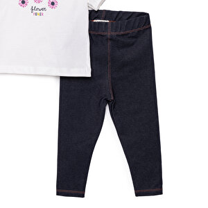 Kız Çiçek Baskılı Tshirt-Tayt Kız Bebek