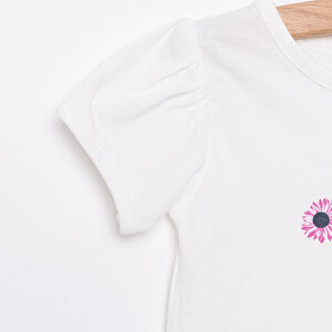 Kız Çiçek Baskılı Tshirt-Tayt Kız Bebek