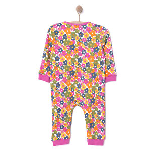 Kız Çiçek Desenli Uzun Kol Fermuarlı Patiksiz Tulum Kız Çiçek Desenli Uzun Kol Fermuarlı Patiksiz Tulum