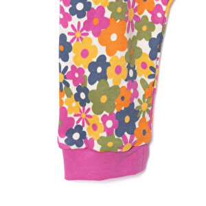 Kız Çiçek Desenli Uzun Kol Fermuarlı Patiksiz Tulum Kız Çiçek Desenli Uzun Kol Fermuarlı Patiksiz Tulum