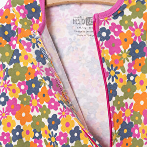 Kız Çiçek Desenli Uzun Kol Fermuarlı Patiksiz Tulum Kız Çiçek Desenli Uzun Kol Fermuarlı Patiksiz Tulum