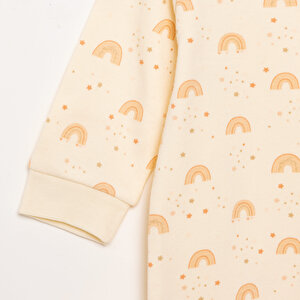 Kız Gökkuşağı Desenli  Fermuarlı Patiksiz Tulum Kız Bebek