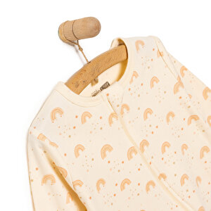 Kız Gökkuşağı Desenli  Fermuarlı Patiksiz Tulum Kız Bebek