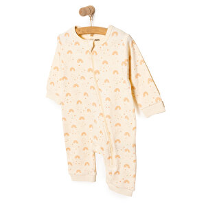 Kız Gökkuşağı Desenli  Fermuarlı Patiksiz Tulum Kız Bebek