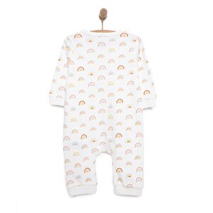 Kız Gökkuşağı Desenli  Fermuarlı Patiksiz Tulum Kız Bebek