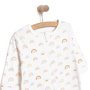 Kız Gökkuşağı Desenli  Fermuarlı Patiksiz Tulum Kız Bebek