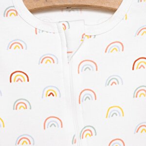 Kız Gökkuşağı Desenli  Fermuarlı Patiksiz Tulum Kız Bebek