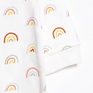 Kız Gökkuşağı Desenli  Fermuarlı Patiksiz Tulum Kız Bebek