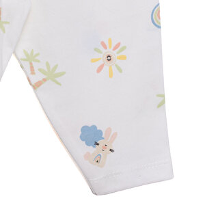 Kız Gökkuşağı Desenli Uzun Kol Pijama Takımı