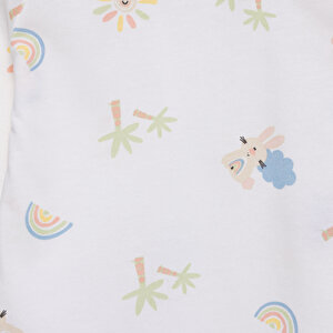 Kız Gökkuşağı Desenli Uzun Kol Pijama Takımı