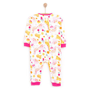 Kız Hayvan Desenli Uzun Kol Fermuarlı Patiksiz Tulum