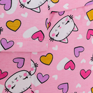 Kız Kedi Desenli Gömlek Yaka Pijama Takımı Kız Kedi Desenli Gömlek Yaka Pijama Takımı