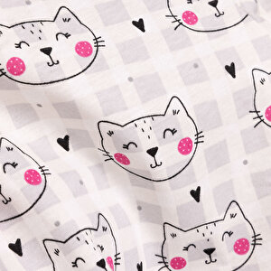 Kız Kedi Desenli Uzun Kol Pijama Takımı Kız Kedi Desenli Uzun Kol Pijama Takımı