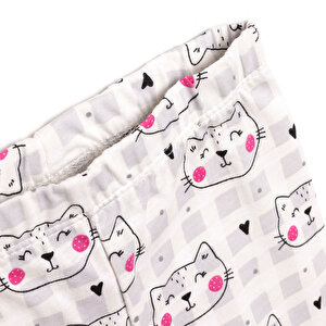 Kız Kedi Desenli Uzun Kol Pijama Takımı Kız Kedi Desenli Uzun Kol Pijama Takımı