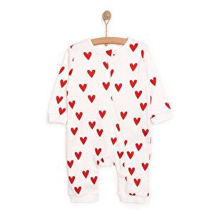 HelloBaby Kız  Kırmızı Kalp, Ekru, 6 Ay