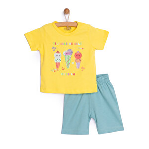 HelloBaby Kız Kısa Kol Pijam, Sarı, 6 Ay