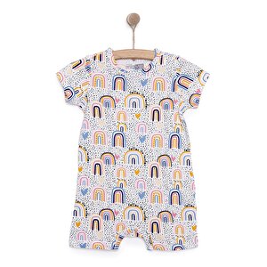 HelloBaby Kız Kısa Tulum, Beyaz, 6 Ay