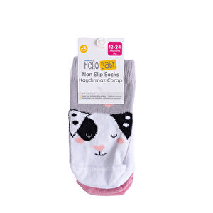 Kız Köpek Desen 3lü Kaydırmaz Çorap Kız Bebek