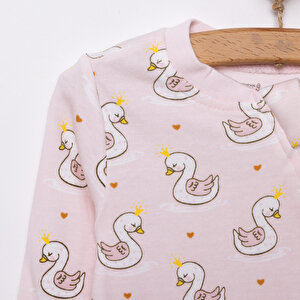 Kız Kuğu Desenli Fermuarlı Patiksiz Tulum