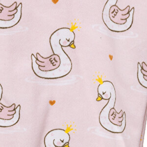 Kız Kuğu Desenli Fermuarlı Patiksiz Tulum