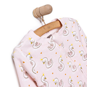 Kız Kuğu Desenli Fermuarlı Patiksiz Tulum