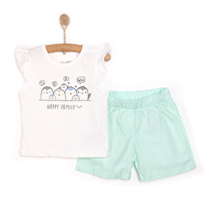 HelloBaby Kız Tshirt-Şort, Mint, 3 Ay
