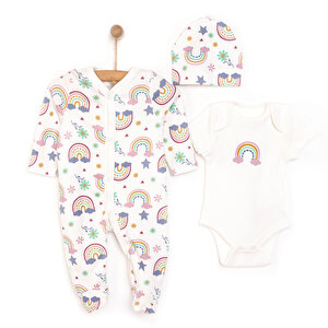 Kız Bebek Yenidoğan Tulum Body Şapka %100 Pamuk Çıtçıtlı Bisiklet Yaka Uzun Kol Patikli Ekru Kız Bebek Yenidoğan Tulum Body Şapka %100 Pamuk Çıtçıtlı Bisiklet Yaka Uzun Kol Patikli Ekru