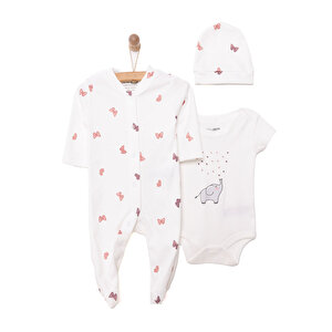 HelloBaby Kız Tulum-Bod, Ekru, Yenidoğan