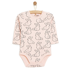 HelloBaby Kız Uzun Kol Body, Pudra, 3 Ay