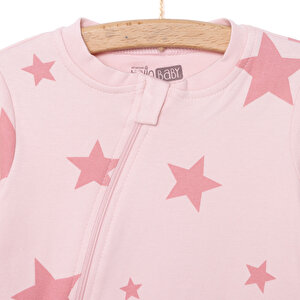 Kız Yıldız Desenli Fermuarlı Patiksiz Tulum