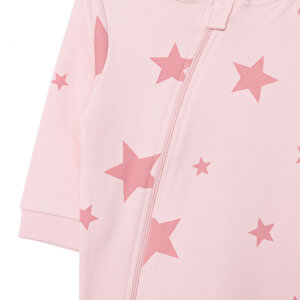 Kız Yıldız Desenli Fermuarlı Patiksiz Tulum