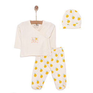 HelloBaby Kız Zıbın-Şap, Ekru, Yenidoğan