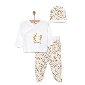 HelloBaby Kız Zıbın-Şap, Ekru, Yenidoğan