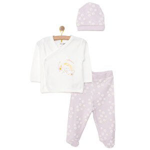 HelloBaby Kız Zıbın-Şap, Lila, Yenidoğan