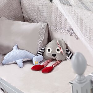 Kral Anne Yanı Ahşap Sallanır ve Asansörlü Beşik Gri 60x120 cm