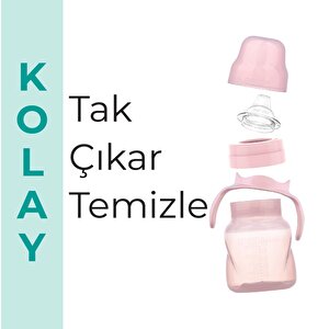 Kulplu Akıtmaz Eğitici Bardak 160 ml Powder Pınk & Anti-Kolik Uç