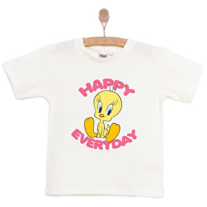 LooneyTunes Tweety Kız Tshir, Ekru, 9 Ay