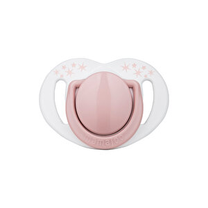 Powder Pink Desenli 2'li Silikon Ortodontik Yalancı Emzik 12 Ay + (Kutulu)