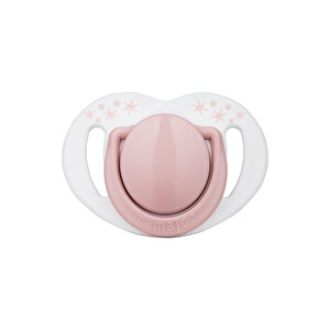Powder Pink Desenli 2'li Silikon Ortodontik Yalancı Emzik 0 Ay + (Kutulu)