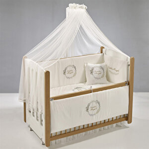 Mia Naturel Anne Yanı Ahşap Sallanabilir ve Asansörlü Beşik Beyaz/Naturel 60x120cm