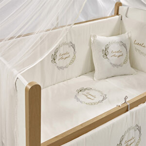 Mia Naturel Anne Yanı Ahşap Sallanabilir ve Asansörlü Beşik Beyaz/Naturel 60x120cm