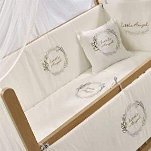 Mia Naturel Anne Yanı Ahşap Sallanabilir ve Asansörlü Beşik Beyaz/Naturel 60x120cm