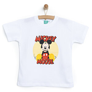 Disney  Mickey Mouse Tshirt, Beyaz, 9 Ay