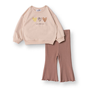 HelloBaby Motto Girl Swea, Bej, 6 - 9 Ay