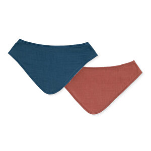 Müslin Fular Mama Önlük 2'li Kiremit Mav