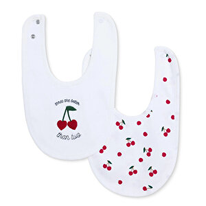 Nakışlı Penye Mama Önlük 2'li -Kiraz