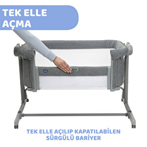 Next2me Magic Evo Anne Yanı Asansörlü ve Sallanabilen Beşik Dark Grey