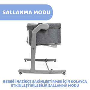 Next2me Magic Evo Anne Yanı Asansörlü ve Sallanabilen Beşik Dark Grey