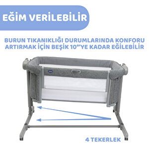 Next2me Magic Evo Anne Yanı Asansörlü ve Sallanabilen Beşik Dark Grey